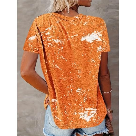Halloween Pumpkin Print  T-shirShort Sleeve Crew Neck Loose T-shirt Women's - Picture 3 of 3